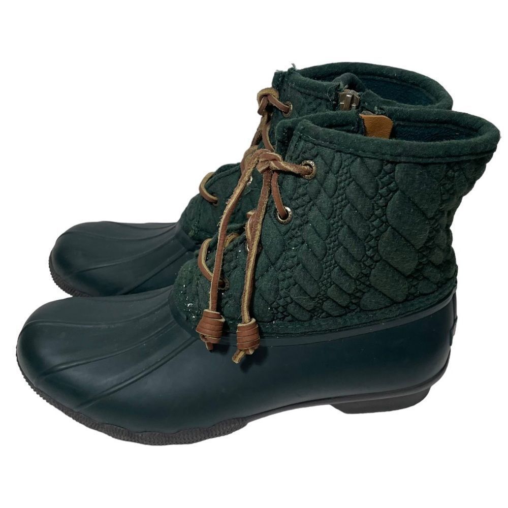 Sperry Forest Green Textured Ankle Duck Rain Boots